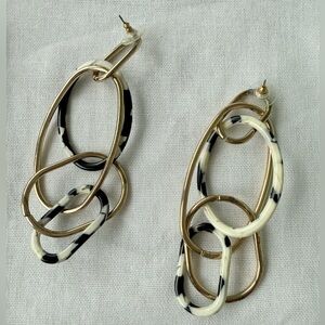 Gold and Black Hoop Earrings